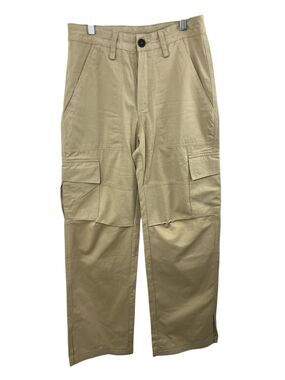 Khaki Pants Tan Cargo Juniper Blu Stretch Pockets Wide Leg Small Utility Cotton